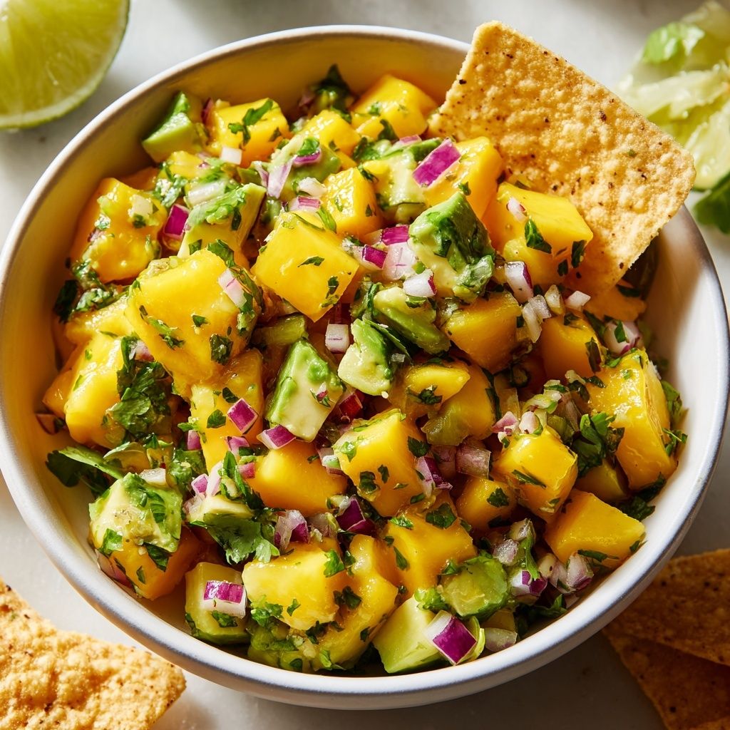Ensalada fresca de mango y aguacate (8 min)