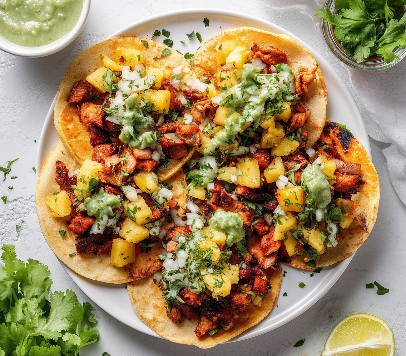 Tacos rápidos de pollo y mango (15 min)